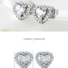 Modian Dazzling 925 Sterling Silver Clear CZ Heart Fashion Stud Earrings for Women Charm Wedding Statement Silver Fine Jewelry