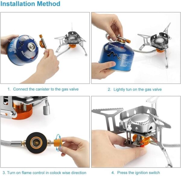 Awroutdoor 3500W Portable Windproof Camping Gas Stove with Adapter Convertor for Traveling Trekking