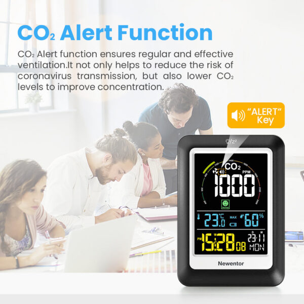 Newentor 5 in 1 Air Quality Monitor Multifunctional Real-time Dectect Carbon Dioxide Meter Digital Temperature Humidity Sensor
