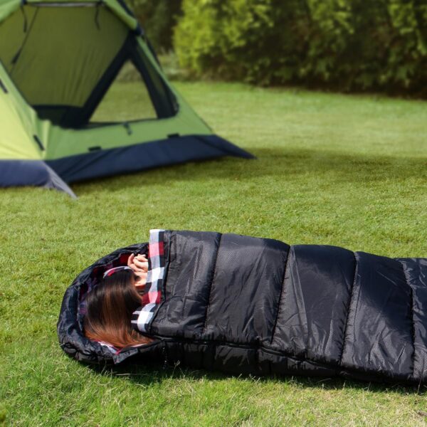 Flannel Sleeping Bag 0 Degree Cold Weather for Adults XXL Sleeping Bag 4 Season Big and Tall with Pillow Compression Sack