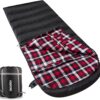Flannel Sleeping Bag 0 Degree Cold Weather for Adults XXL Sleeping Bag 4 Season Big and Tall with Pillow Compression Sack
