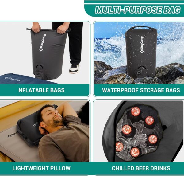KingCamp Air Pump Sack, Roll Top Compression Pump Bag Ultralight Pump Sack Multi-Use Waterproof Outdoor Dry Bag Storage Bag for Inflation Sleeping Pad, Mattress & Camping Mat