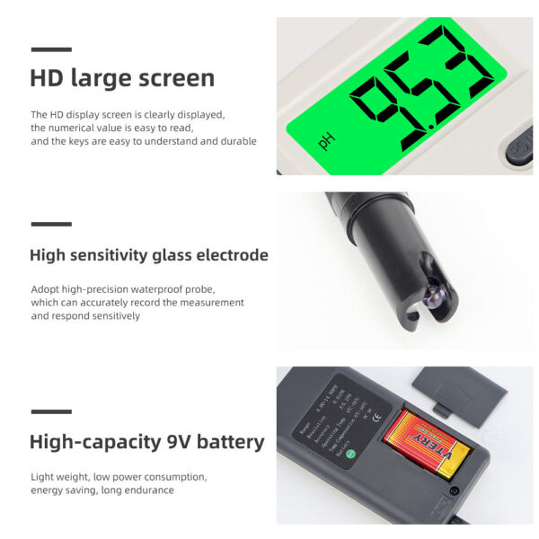 Digital Dispaly Meter Quality Tester for Drinking Water Aquariums Pools 0-14 PH Electrode Pen Professional Analyzer