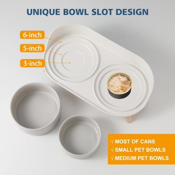 f3299249fce6a0b9 Cat Food Water Bowl Set - Raised Cat Bowls with Non Slip Stand - Elevated Puppy Bowls for Small Dogs - Double Ceramic Cat Feeding Bowls with Splash Proof Guard - Tall Cat Dishes - 2 x 480 ML - 16.2 OZ