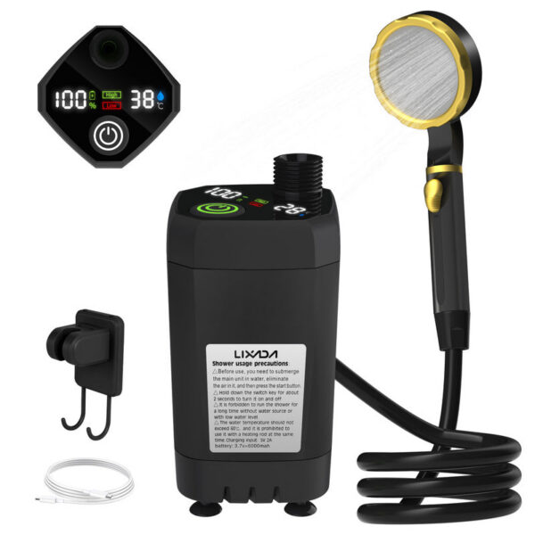 f336bb7fcd7aef68 Camping Pump RV Outdoor Camp w/Full Screen Intelligent Digital Display Adjustable 6000mAh Shower Kit