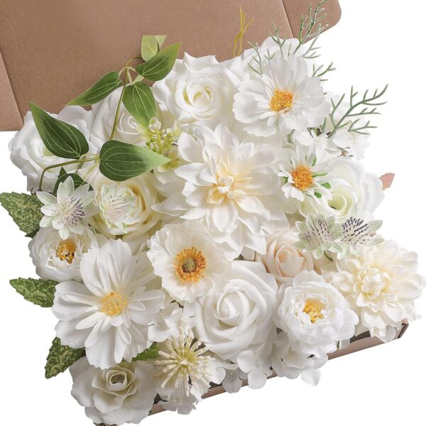 Serra Flora Artificial Christmas Flowers Greenery Combo Box Set Faux Flowers Bulk Flower Leaf with Stems for DIY Tree Ornaments Xmas Wreath Floral Arrangements Centerpieces