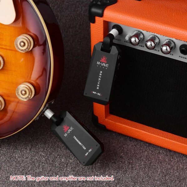 M-VAVE WP-5G 5.8G Wireless Guitar System Rechargeable Audio Transmitter Receiver Guitar Amplifier Guitar Accessory Type-C Cable