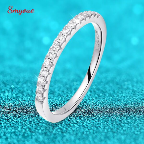Smyoue Test Passed Moissanite Matching Wedding Diamond Band for Women Sterling Sier Female Crown Single Tail Ring
