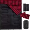 KingCamp Double Sleeping Bag for Adults, Queen Size 2 Person XXL Flannel Sleeping Bag, Waterproof Lightweight Flannel Quilt with 2 Pillows, Perfect for Couples Family Camping Hiking