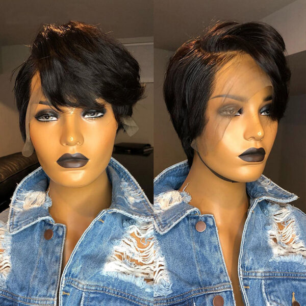 f37c382421ae38eb Pixie Cut Transparent Wigs For Women Straight Short Bob T Part Lace Wig Prepluck Brazilia Human Hair
