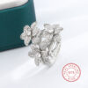 f37d6acce91ee5a9 2024 New High Pear Shaped Branch Zircon Stamp for Women's Fashion Flower Diamond Big Ring Party Birthday Gift