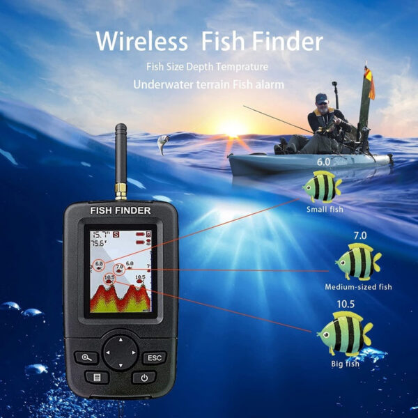Wireless Sonar Alert Underwater Echo Sounder Fishing Detector Portable Fish Finder