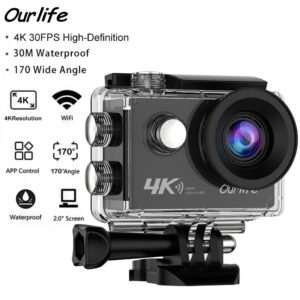 f3a853b15136924b Ourlife 4K Action Camera Ultra HD 16MP WiFi 2.0 inch Screen 170D DVR Webcam Underwater 30M Helmet Video Recording Sport Camera