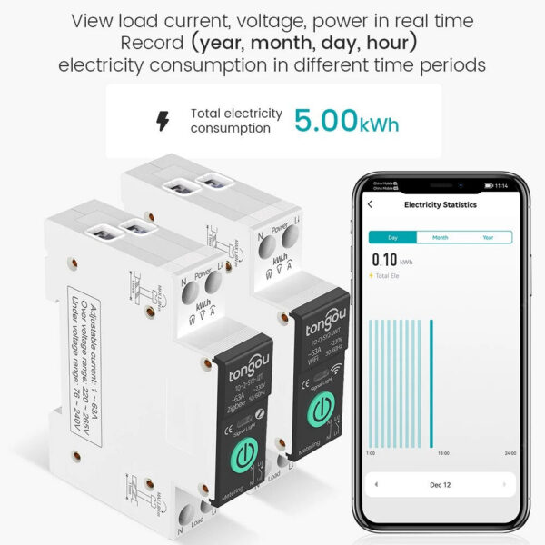 TUYA WiFi/ZigBee MCB Smart Circuit Breaker Over Current Under Voltage Protection Power Metering 1-63A Remote Control Switch