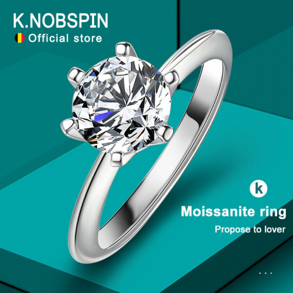 f3b095dc5817fdc4 Knobspin Original Sterling Sier Ring Moissanite Diamonds with Certificate Fine Jewelry Wedding Engagement Rings for Women
