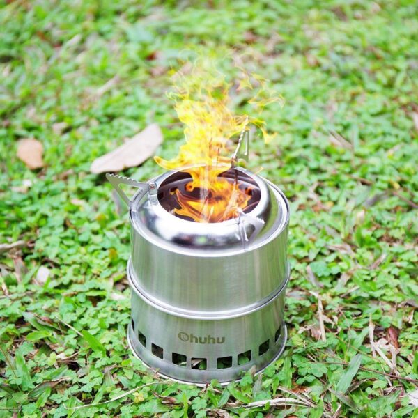 f3c0597b60e8edff Ohuhu Rocket Stainless Steel Lightweight Camping Stove - Wood Alcohol Portable Outdoor Cooking Picnic BBQ Hiking with Mesh Bag