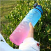 f3cc437bd9a69669 1pc 1000ml Large Capacity Gradient Water Bottle,Water Bottle Straw 1 Litre Leakproof with Time Marker,for Sports Fiess