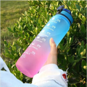 f3cc437bd9a69669 1pc 1000ml Large Capacity Gradient Water Bottle,Water Bottle Straw 1 Litre Leakproof with Time Marker,for Sports Fiess