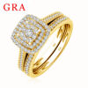 f3e7c6750a30f8ec 2PCS Yellow Gold Moissanite Engagement Rings set For Women 100% Real Pass Diamond Tester Wedding Band Jewelry Lover Couple Gifts