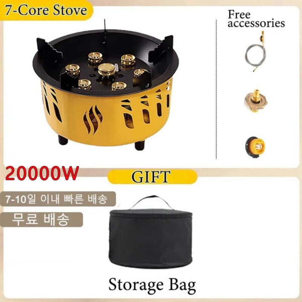 f3f08f86d771d784 20000W 7-Core Gas Burner Strong Fire Power Outdoor Portable Cassette Stove High Firepower for BBQ Camping Hiking Fishing