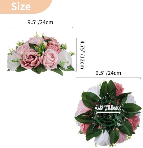 f40c76c8e3287433 NUPTIO Flower Ball Arrangement Bouquet - 2 Pcs 9.5 inch Diameter Dusty Rose Fake Flowers Roses Balls for Centerpieces Tables - Artificial Rose Arrangements for Wedding Centerpiece Table Decorations