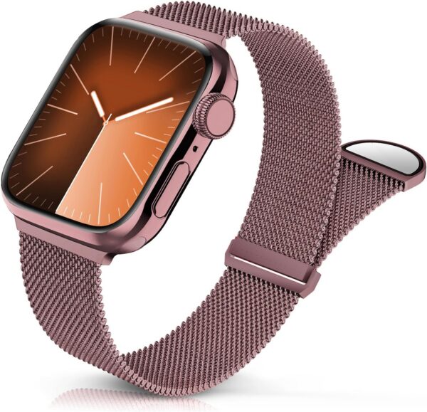 Sunnywoo Metal Stainless Steel Band Compatible with Apple Watch Bands 40mm 38mm 41mm 42mm 44mm 45mm 49mm,Silver Loop Adjustable Magnetic Strap for iWatch Series Ultra 8 7 6 5 4 3 2 1 SE for Women Men