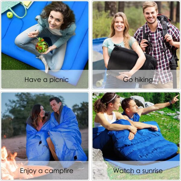 TANGZON 220x150cm Double Sleeping Bag, Extra Large Converts into 2 Waterproof Lightweight Camping Bags with 2 Pillows and Carrying Bag for Outdoor Hiking Backpacking Traveling