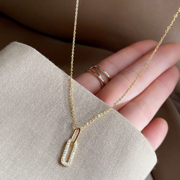 S Sterling Sier Geometric Necklace New Simple Hollow Pendant Flashing Diamond Clavicle Chain Woman Jewelry Accessories Gift