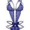 Donnalla Women's Deep V Lace Teddy One Piece Cutout Strappy Lingerie