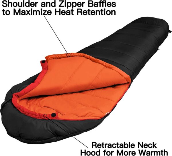 f4475688204a22be Bessport Mummy Sleeping Bag | 15-45 ℉ Extreme 3-4 Season Sleeping Bag for Adults Cold Weather– Warm and Washable, for Hiking Traveling & Outdoor Activities