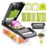 f48a86e2ac12f800 1Pc Green Black 12 in 1 Multifunctional Vegetable Cutter Shredders Slicer With Basket Fruit Potato Chopper Carrot Grater