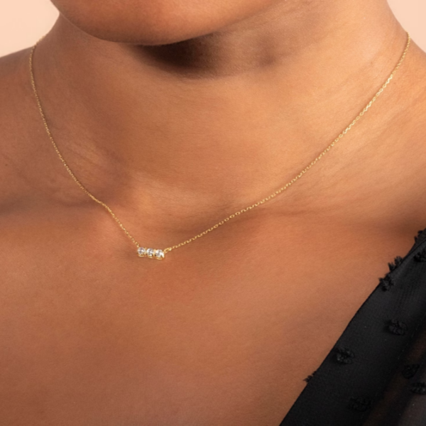 f48ede9bdf531130 100% Diamond Pendant Necklace for Women Round Cut 0.3carat 3-stones Moissanite Sier Jewelry Valentine Day Gift