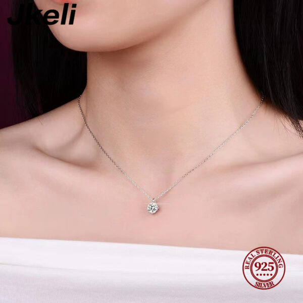 f49ce57cdd960637 Jkeli Sterling Sier Simple Round Shiny CZ Choker AAA Zircon Pendant 14K Necklace For Women Gift Engagement Fine Jewelry