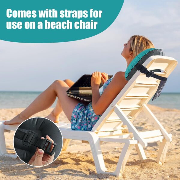 f4c8c3af4e3836b9 HOMBYS Beach Pillow Inflatable Camping Pillow Pool Pillow-Won’t Blow Away on Windy Beaches, Soft & Durable, Foldable and Portable, with Straps and Sandbag.(Blue, 17"x12.6"x4.7")