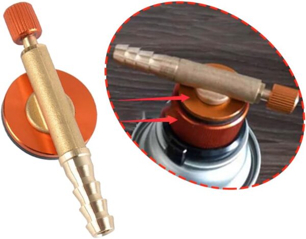 Camping Nozzle Bottle Convert Adapter Connector Stove Connector for Camping Gas Butane Canister to Screw Gas Cartridge Gas Canisters for Camping Stove （Long Tube)