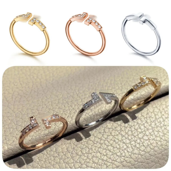 f4df3df106d5c877 Designer for women diamond mens double T open love wedding gold ring popular fashion classic high quality jewelry blue box