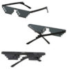 f4e974976a90224d 2Pcs Mosaic Cool Party Vintage Shades Eyewear For Men Pixelated Sunglasses Funny Women Glasses
