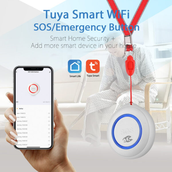 TUYA Smart WiFi Wireless SOS Emergency Home Burglar Alarm Sensor 2.4G Panic Button