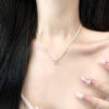 New Sterling Sier Sparkling Sky Star Necklace for Women Pink Diamond Pendant Collar Chain Neckchain Jewelry