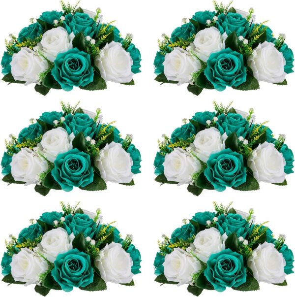 f50987655d02ec9c NUPTIO Flower Ball Arrangement Bouquet - 2 Pcs 9.5 inch Diameter Dusty Rose Fake Flowers Roses Balls for Centerpieces Tables - Artificial Rose Arrangements for Wedding Centerpiece Table Decorations