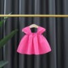 Summer Sweet Baby Girl Sleeveless Dresses Flowers Simple Solid Color Newborn Children Clothes Toddlers Thin Cotton Kids Costume