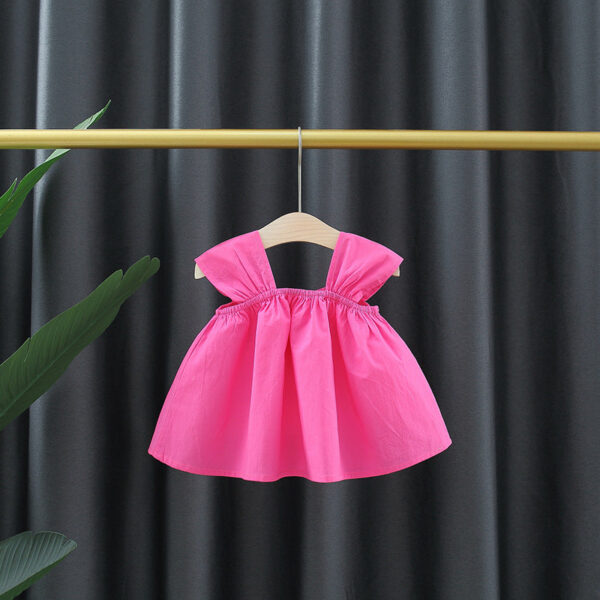 Summer Sweet Baby Girl Sleeveless Dresses Flowers Simple Solid Color Newborn Children Clothes Toddlers Thin Cotton Kids Costume