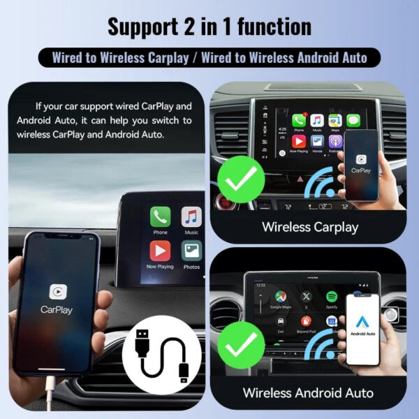 XUDA NEW CarPlay Android Auto Wireless Adapter Smart Mini Box Plug And Play WiFi Fast Connect Universal For Nissan