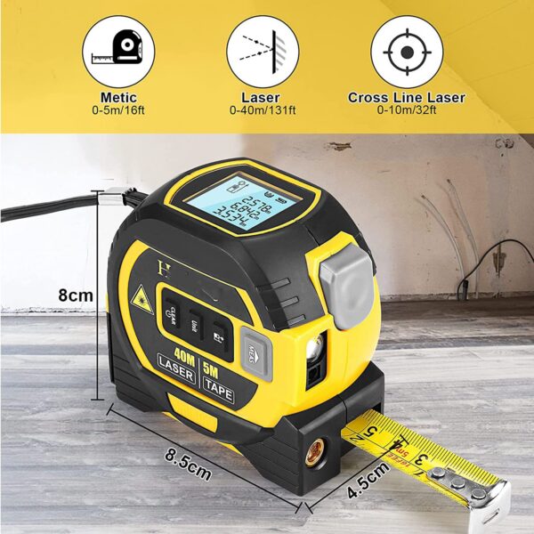 3in1 Laser Rangefinder 3 in 1 Digital Distance Meters with LCD Display, 40M/60M Measure, 5M Tape Measure