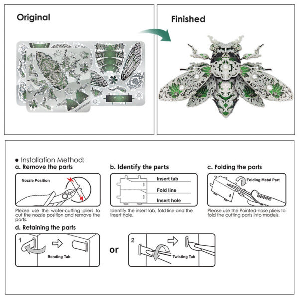 f52e1a6bbcdc23ec Piececool 3D Metal Puzzles Cicada Insect Model and Tools Set Assembly DIY Toys Jigsaw for Adult Brain Teaser Desk Decoration