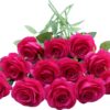 Artificial Rose Flower Dusty Rose Flower Silk Flowers 12 pcs with Long Stem Silk Roses Bouquet for Wedding Bridal Shower Party Home Decoration