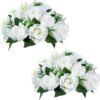 NUPTIO Flower Balls for Wedding Centerpieces - 2 Pcs 9.5 inch Diameter Fake Flower Ball Arrangement Bouquet Party Centerpieces for Tables - Dusty Blue Rose Bouquet Centerpiece Flowers for Table