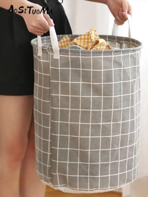 f5607f01afc337b0 1pc Round Laundry Basket, Portable Dirty Clothes Hamper