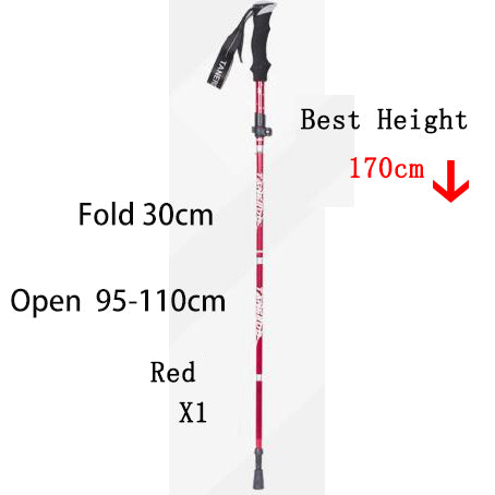f56297489d060e8f 5-Section Outdoor Fold Trekking Pole Camping Portable Walking Hiking Stick For Nordic Elderly Telescopic Club Easy Put Into Bag