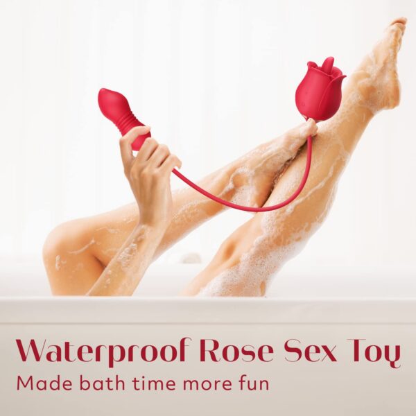 Rose Vibrator - 3in1 Toys Stimulator Women with 9 Tongue Licking & Thrusting Dildo G Spot Vibrators, Adult Anal Sex Toy Games Clitoral Nipple Licker for Woman Man Couples